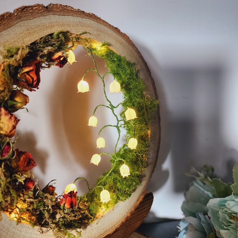 Handmade Wooden Lily of the Valley Night Light 🌿💡 | Unique Retro Desk Lamp