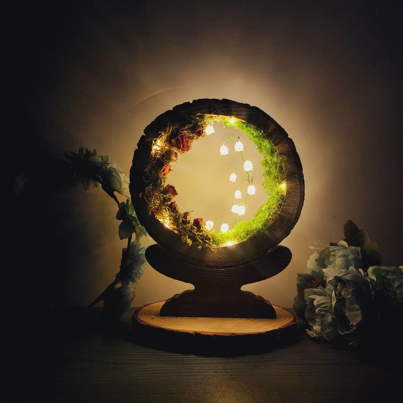 Handmade Wooden Lily of the Valley Night Light 🌿💡 | Unique Retro Desk Lamp