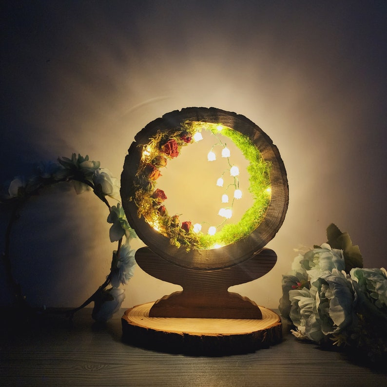 Handmade Wooden Lily of the Valley Night Light 🌿💡 | Unique Retro Desk Lamp