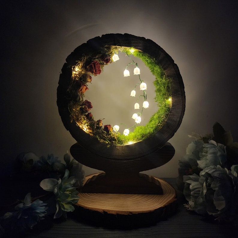 Handmade Wooden Lily of the Valley Night Light 🌿💡 | Unique Retro Desk Lamp